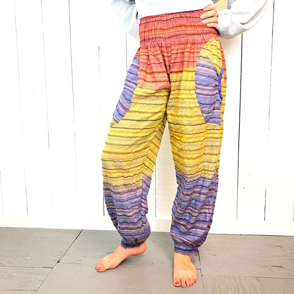 Pants - Rainbow striped Harem pants